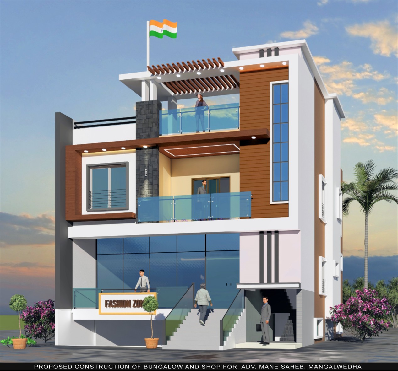 Adv. Mane's Residence's Computer Generated 3D View & Plan By Pawar Architects